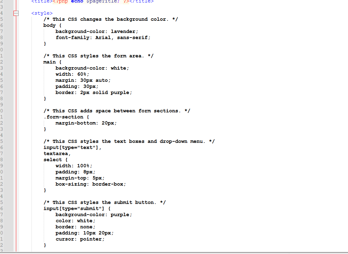Screenshot of my PHP source code